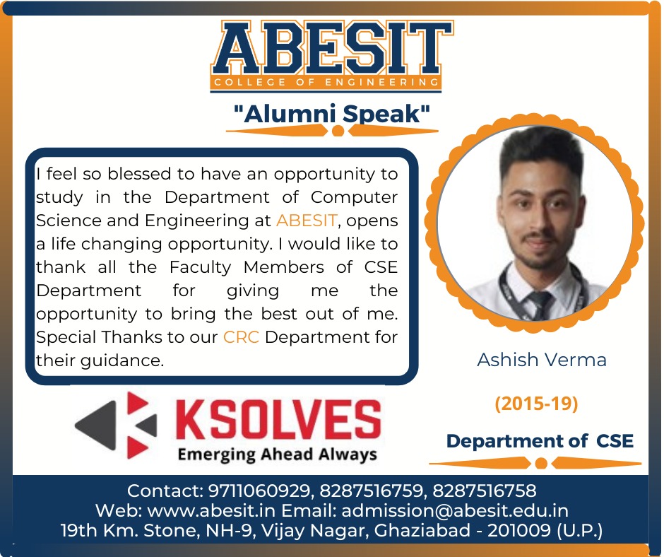 Alumni Speak -Ashish Verma(CSE)