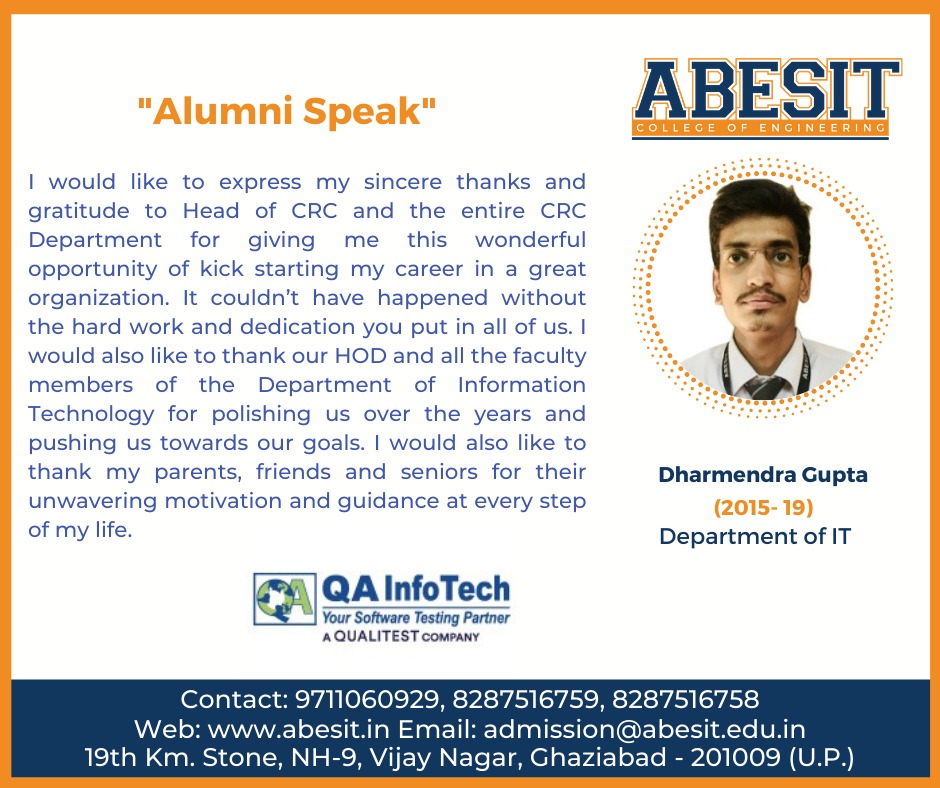 Alumni Speak-Dharmendra Gupta (IT)