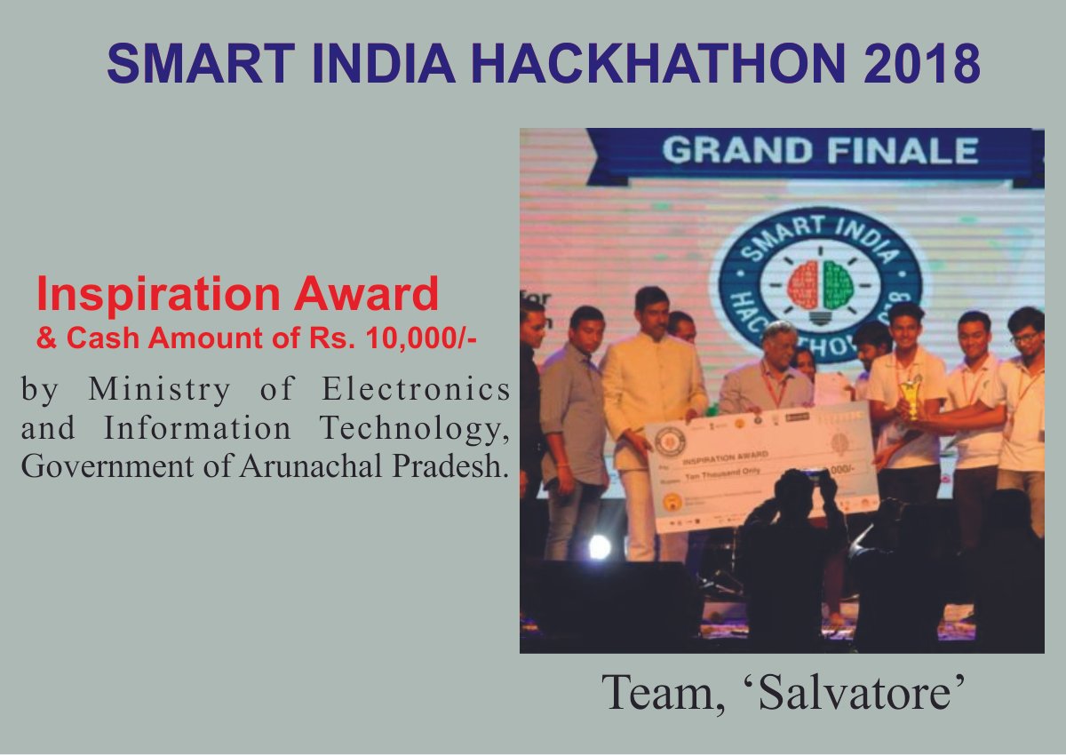 Smart India Hackhathon 2018 Inspiration Award