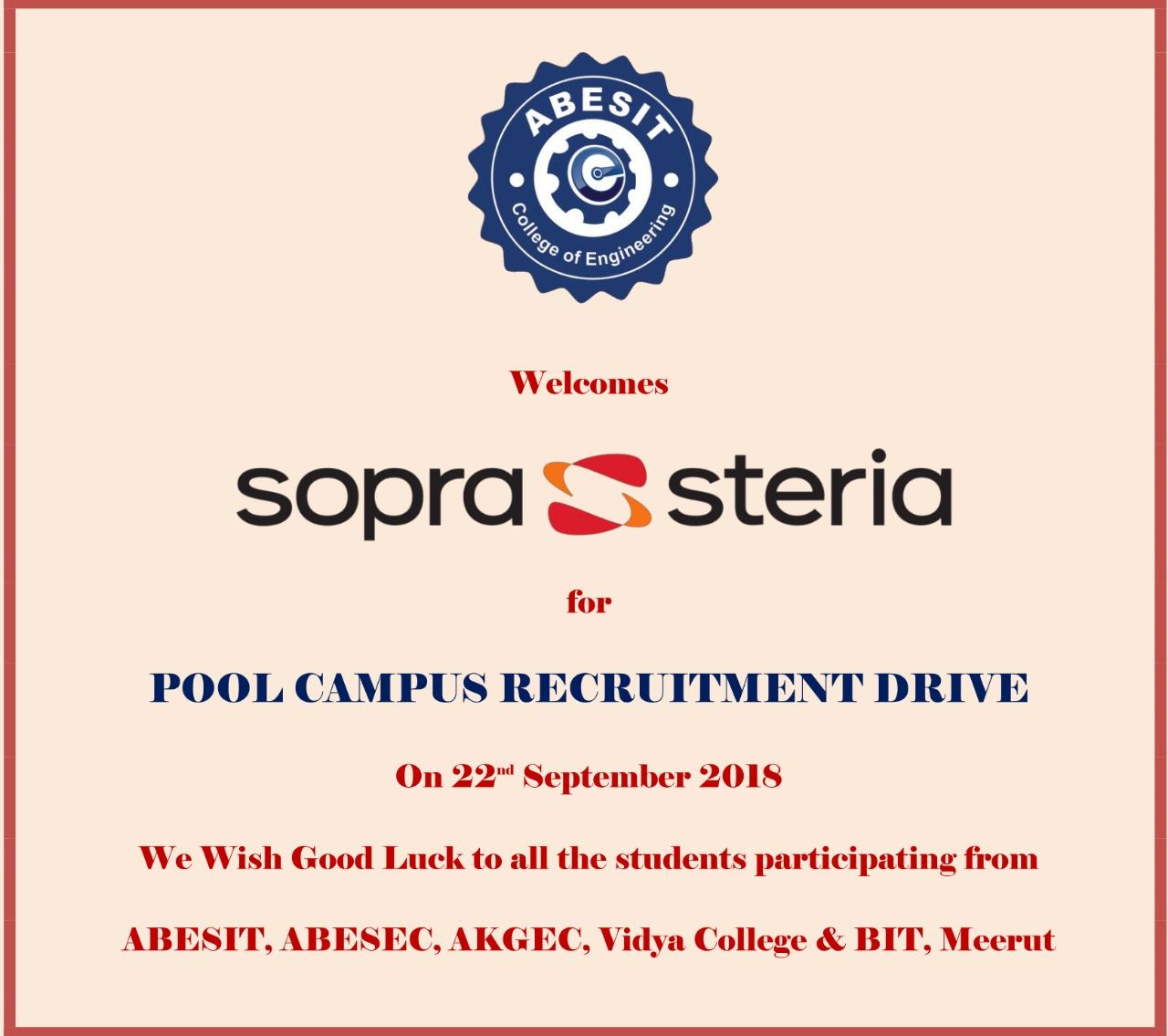 Campus Recruitment Drive of Sopra Steria