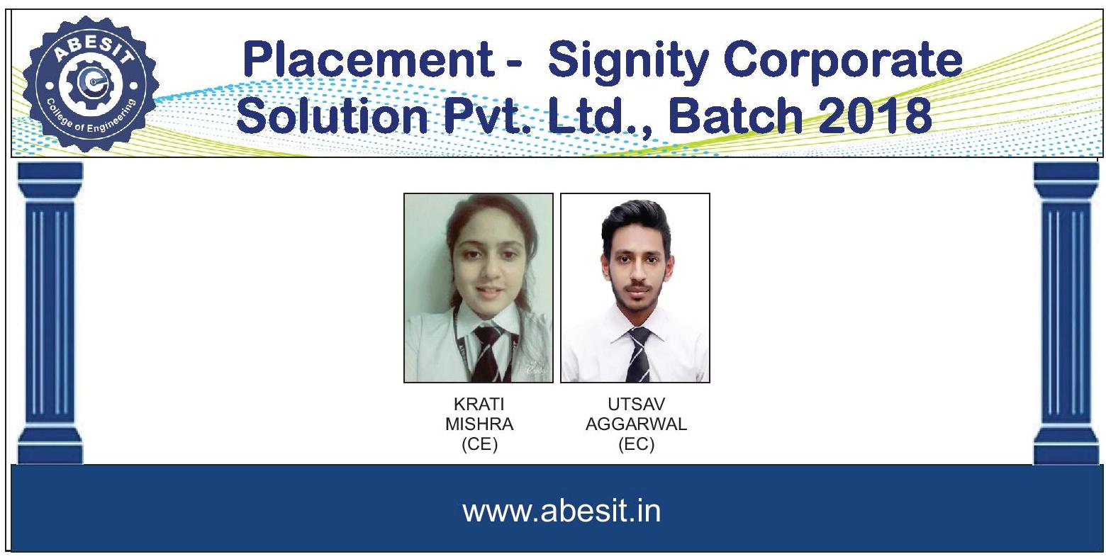 Selections in ​ Signity Corporate Solution Pvt​.​  Ltd.