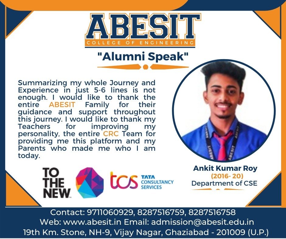 Alumni Speak – Ankit Kumar Roy ( CSE )