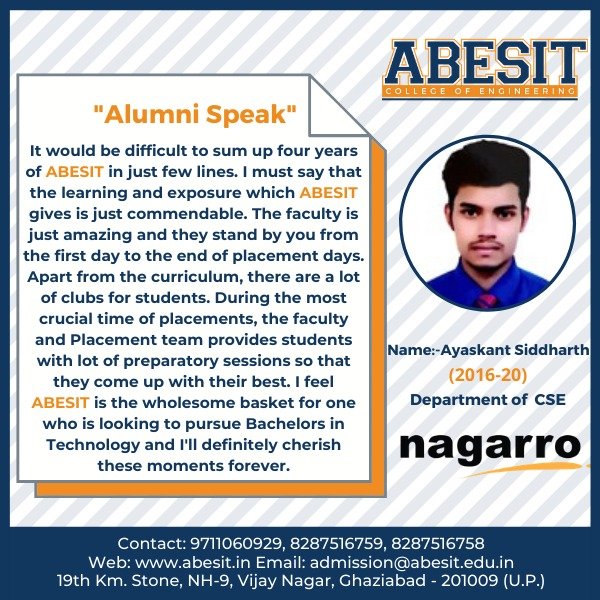 Alumni Speak – Ayaskant Siddharth (CSE)