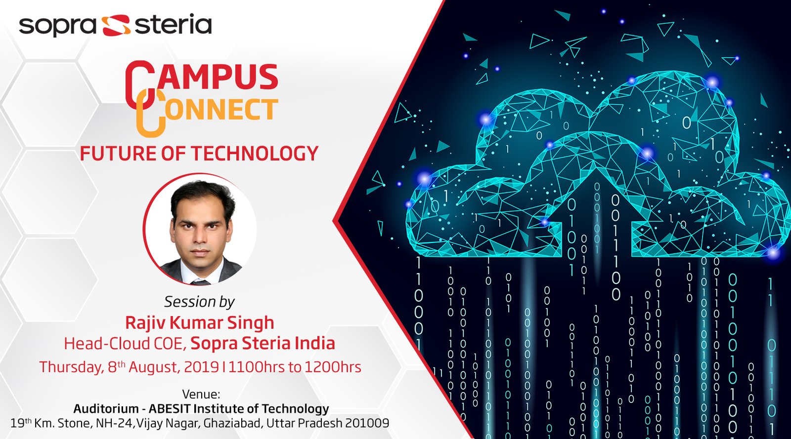 Institution’s Innovation Cell (IIC) of ABESIT is conducting an Expert talk on “Future of Technology” by Mr Rajiv Kumar Singh, Head-Cloud COE, Sopra Steria India.