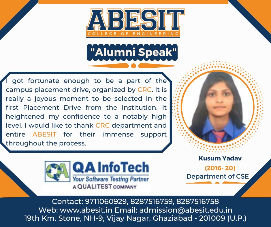 Alumni Speak – Kusum Yadav (CSE)