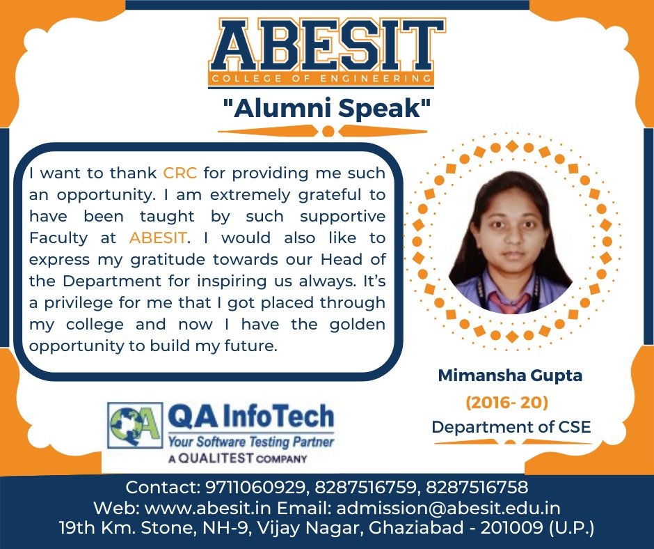 Alumni Speak – Mimansha Gupta (CSE)