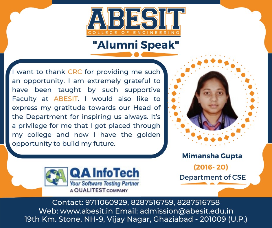 Alumni Speak – Mimansha Gupta (CSE)