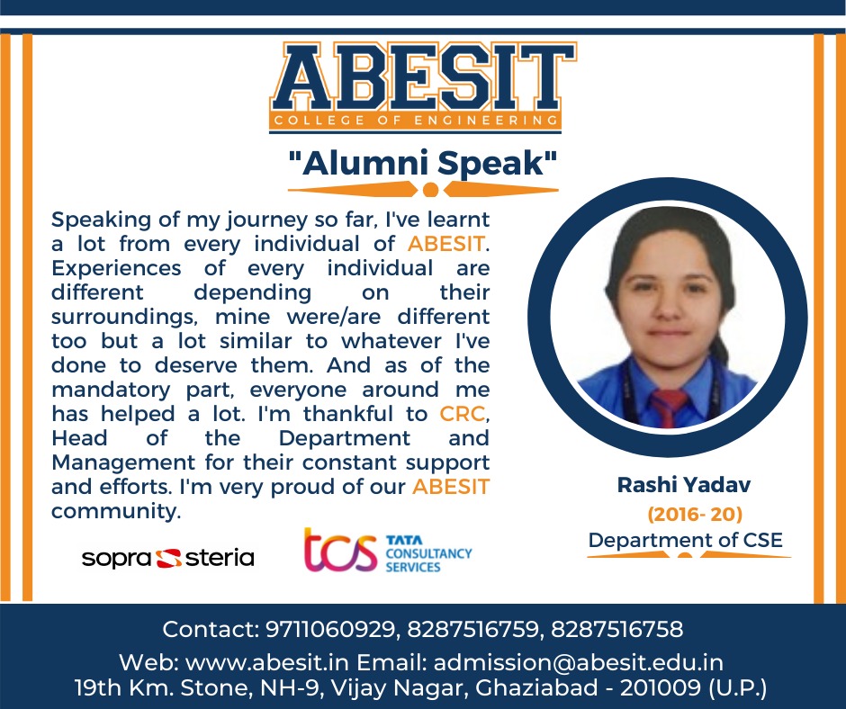 Alumni Speak – Rashi Yadav (CSE)