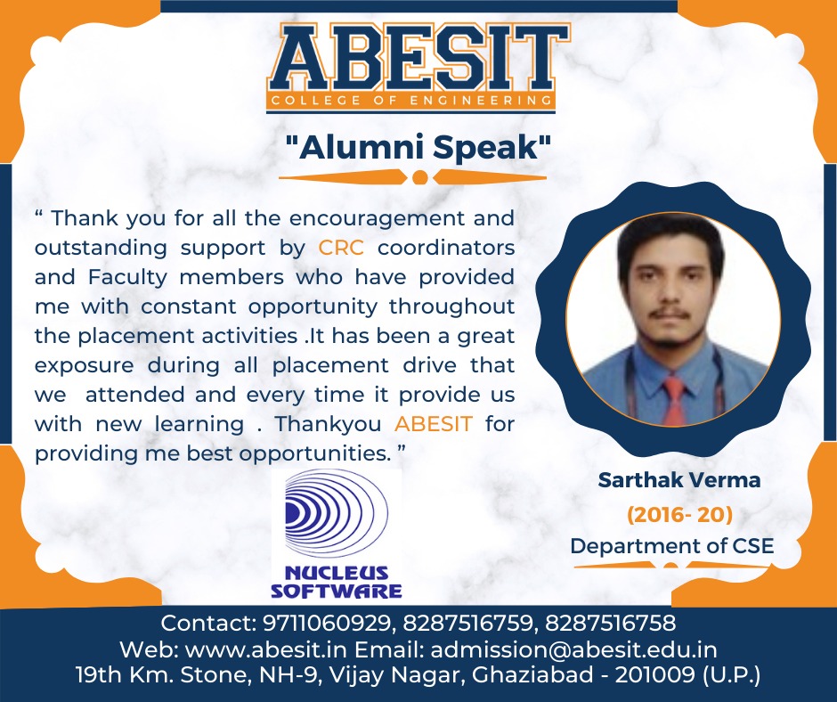 Alumni Speak – Sarthak Verma (CSE)