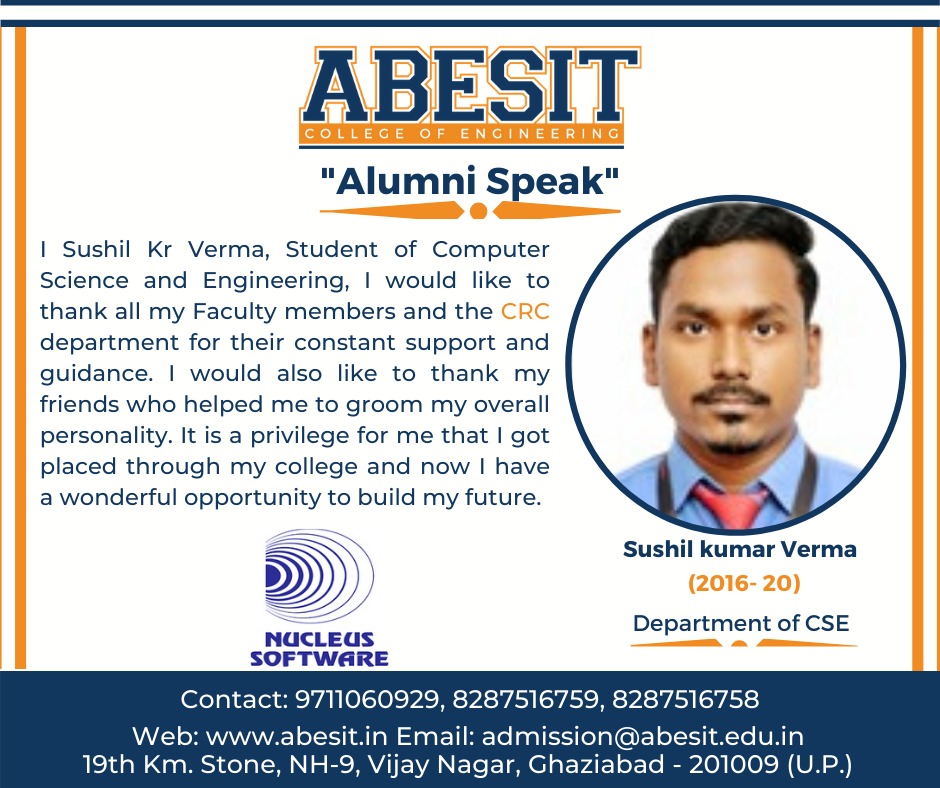 Alumni Speak – Sushil Kumar Verma (CSE)