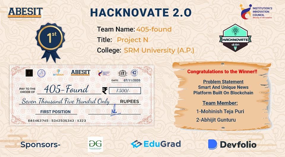 Hacknovate 2.0 – 12 Hours Virtual Hackathon Winners
